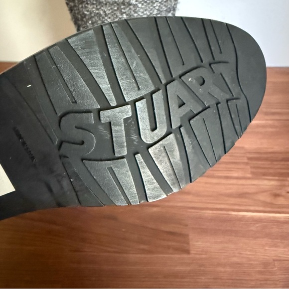 NWOB STUART WEITZMAN CityLink Motorcycle Woven Tweed Chain Boots Silver Black, 7 - Picture 5 of 15